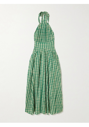 Rosie Assoulin - Halter In The Name Of Love Gathered Checked Seersucker Halterneck Midi Dress - Green - US0,US2,US4,US6,US8,US10,US12