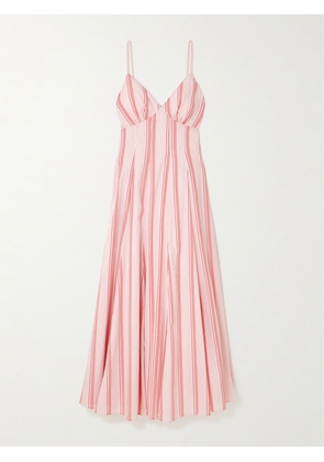 Rosie Assoulin - Gathered Striped Cotton Midi Dress - Pink - US0,US2,US4,US6,US8,US10,US12