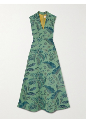 Marta Ferri - Eugenio Embroidered Canvas Maxi Dress - Blue - S/M,M/L,L/XL