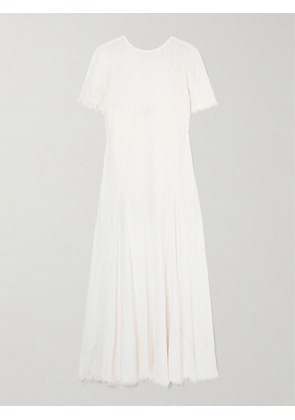STAUD - Le Havre Fringed Cotton-gauze Midi Dress - Cream - XS/S,M/L