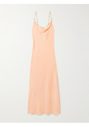RABANNE - Chain-embellished Crepe Midi Dress - Orange - FR 34,FR 36,FR 38,FR 40,FR 42,FR 44
