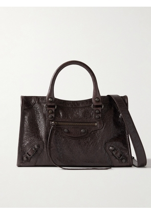 Balenciaga - Le City Small Embellished Textured-leather Tote - Brown - One size