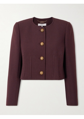 Chloé - Wool-crepe Jacket - Burgundy - FR 34,FR 36,FR 38,FR 40,FR 42,FR 44,FR 46