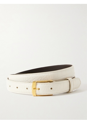 Nili Lotan - Dana Croc-effect Leather Belt - Ivory - 65,70,75,80,85,90,95