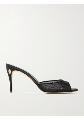 Jennifer Chamandi - Guido 85 Satin-trimmed Crystal-embellished Mesh Mules - Black - IT36,IT36.5,IT37,IT37.5,IT38,IT38.5,IT39,IT39.5,IT40,IT40.5,IT41,IT41.5,IT42