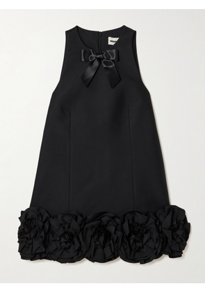 SHUSHU/TONG - Appliquéd Bow-embellished Twill Mini Dress - Black - UK 4,UK 6,UK 8,UK 10,UK 12,UK 14,UK 16
