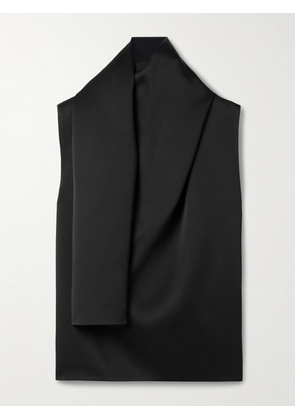 KHAITE - Loe Draped Satin-crepe Blouse - Black - US0,US2,US4,US6,US8,US10