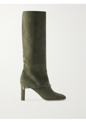 Jennifer Chamandi - Samuele 85 Buckled Suede Knee Boots - Green - IT36,IT36.5,IT37,IT37.5,IT38,IT38.5,IT39,IT39.5,IT40,IT40.5,IT41,IT41.5,IT42