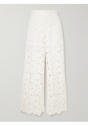 Loretta Caponi - Cipro Scalloped Corded Lace Straight-leg Pants - Off-white - x small,small,medium,large,x large