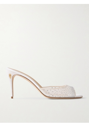 Jennifer Chamandi - Guido 85 Satin-trimmed Crystal-embellished Mesh Sandals - White - IT36,IT36.5,IT37,IT37.5,IT38,IT38.5,IT39,IT39.5,IT40,IT40.5,IT41,IT41.5,IT42