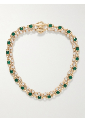 Roxanne Assoulin - The Jeweled Link Set Of Two Gold-tone Crystal Necklaces - Green - One size
