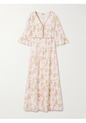 Emporio Sirenuse - Bella Floral-print Cotton Midi Dress - Pink - IT36,IT38,IT40,IT42,IT44,IT46,IT48,IT50