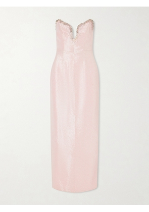 Clio Peppiatt - Selene Embellished Scalloped Strapless Satin-crepe Gown - Pink - x small,small,medium,large,x large