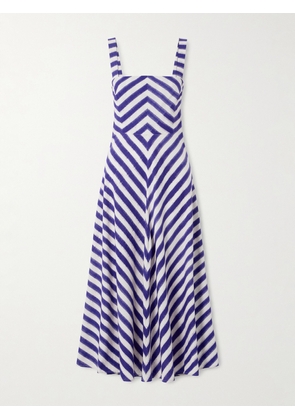 Emporio Sirenuse - Margherita Ikat Striped Cotton Midi Dress - Blue - IT36,IT38,IT40,IT42,IT44,IT46,IT48,IT50