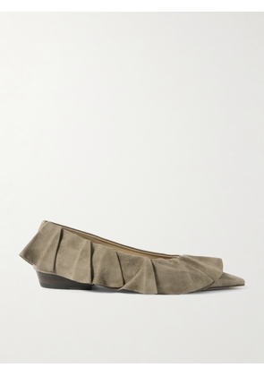 JW Anderson - Ruffled Suede Ballet Flats - Gray - IT35,IT36,IT37,IT38,IT39,IT40,IT41,IT42