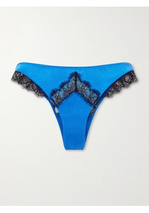 Kiki de Montparnasse - Lace-trimmed Silk-satin Briefs - Blue - x small,small,medium,large