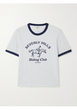 Sporty & Rich - Riding Club Two-tone Printed Cotton-jersey T-shirt - Gray - x small,small,medium,large,x large