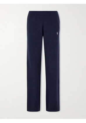 Sporty & Rich - Embroidered Cashmere And Wool-blend Track Pants - Blue - x small,small,medium,large,x large
