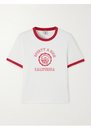 Sporty & Rich - California Two-tone Printed Cotton-jersey T-shirt - Red - x small,small,medium,large,x large
