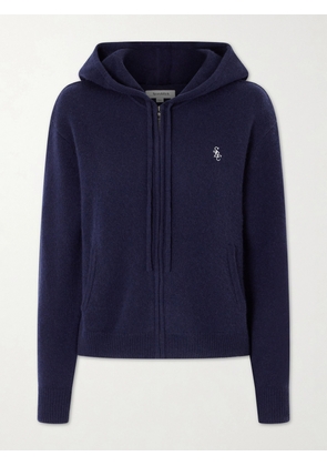 Sporty & Rich - Embroidered Cashmere And Wool-blend Cardigan - Blue - x small,small,medium,large,x large