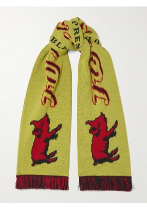 JW Anderson - Fringed Jacquard-knit Scarf - Yellow - One size