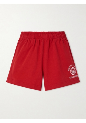 Sporty & Rich - California Printed Cotton-jersey Shorts - Red - x small,small,medium,large