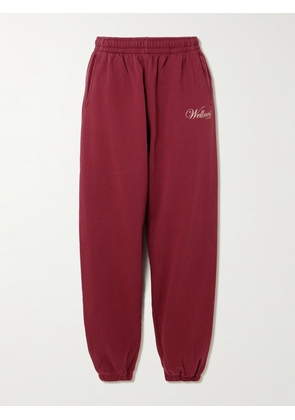 Sporty & Rich - Soho Printed Cotton-jersey Tapered Track Pants - Burgundy - x small,small,medium,large,x large