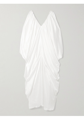 Abadia - Draped Gathered Silk-satin Gown - Cream - US2,US4,US6,US8,US10