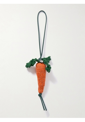 JW Anderson - Carrot Crocheted Cotton And Leather Bag Charm - Orange - One size