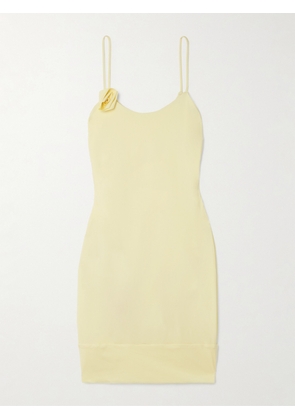 Maygel Coronel - Jacinto Appliquéd Stretch-jersey Mini Dress - Yellow - Petite,One Size,Extended