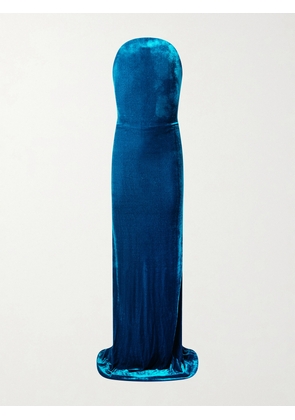 Alaïa - Strapless Velvet Gown - Blue - FR 34,FR 36,FR 38,FR 40