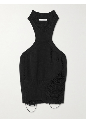 Haikure - Distressed Cotton And Wool-blend Tank - Black - x small,small,medium,large