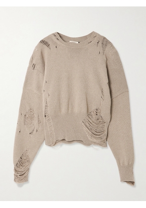 Haikure - Marcy Distressed Cotton And Wool-blend Sweater - Neutrals - x small,small,medium,large,x large