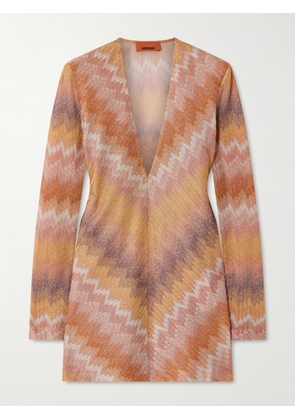Missoni - Metallic Striped Crochet-knit Mini Dress - Gold - IT36,IT38,IT40,IT42,IT44,IT46,IT48