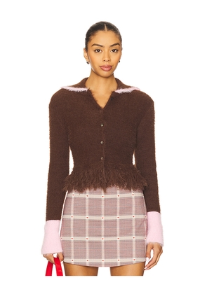 Maude Club Izzy Cardigan in Brown. Size M. Also in S, XS, L.