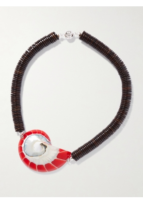 Julietta - Odessa Silver-tone, Resin And Shell Necklace - Brown - One size
