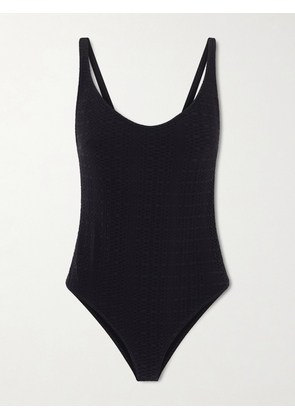 Lisa Marie Fernandez - Marilyn Stretch-seersucker Swimsuit - Black - 1,2,3,4