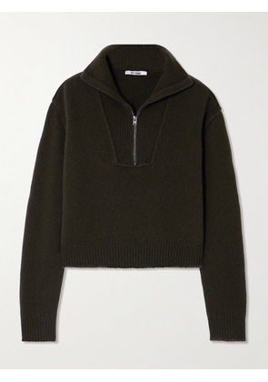 RE/DONE - Frayed Wool And Cashmere-blend Half-zip Sweater - Green - x small,small,medium,large