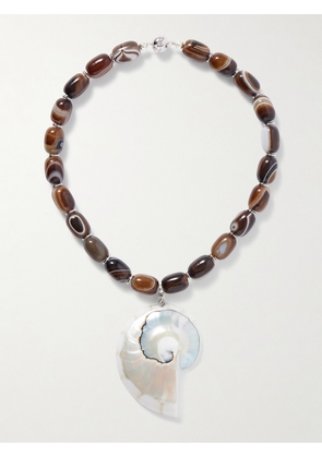 Julietta - Firenze Silver-tone, Resin And Shell Necklace - Brown - One size