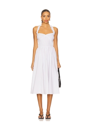 MAJORELLE x Yhasmina Ferrara Alexis Midi Dress in White. Size L. Also in XS, XXS, S, M, XL.