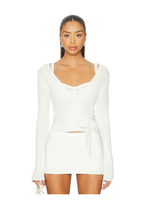 MORE TO COME Calico Knit Top in Cream. Size L. Also in XS, S, M.