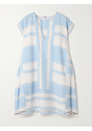 lemlem - Elina Fringed Striped Cotton-blend Kaftan - Blue - x small,small,medium,large