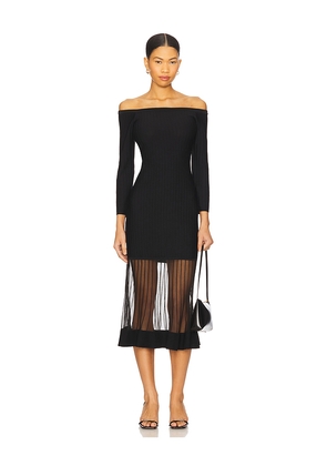 MILLY Ots Sheer Knit Midi Dress in Black. Size M. Also in P, S.