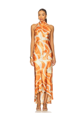 MISA Los Angeles Fiore Dress in Orange. Size L. Also in XS, S, XL.