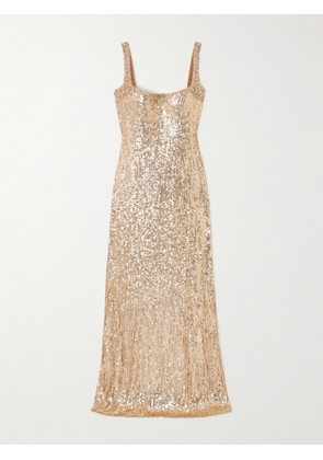 Jenny Packham - Lettie Crystal-embellished Sequined Tulle Gown - Gold - UK 6,UK 8,UK 10,UK 12,UK 14,UK 16