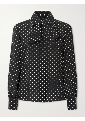 Valentino Garavani - Tie-detailed Polka-dot Silk Crepe De Chine Shirt - Black - IT36,IT38,IT40,IT42,IT44,IT46,IT48