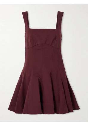SIMKHAI - Emslie Paneled Pleated Cotton-blend Mini Dress - Burgundy - US0,US2,US4,US6,US8,US10,US12