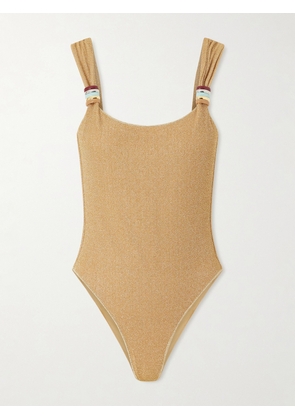 Oséree - Lumière Embellished Lurex Swimsuit - Gold - small,medium,large,x large