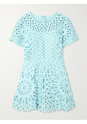 SIMKHAI - Emrys Broderie Anglaise Cotton-blend Mini Dress - Blue - US0,US2,US4,US6,US8,US10