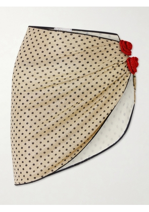 Oséree - Lumière Appliquéd Polka-dot Stretch-lurex Pareo - Gold - small,medium,large,x large